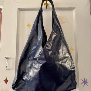 M0851 Origami Single Strap Blue Leather Purse